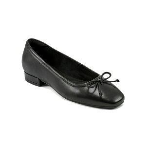 bN|[g fB[X T_ V[Y Women's Sadie Square Toe Slip-On Ballet Dress Flats Black Leather