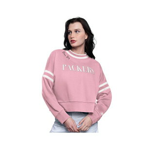 �X�^�[�^�[ ���f�B�[�X �p�[�J�[�E�X�E�F�b�g�V���c �A�E�^�[ Women's Pink Green Bay Packers Power Play Cropped Pullover Sweatshirt Pink