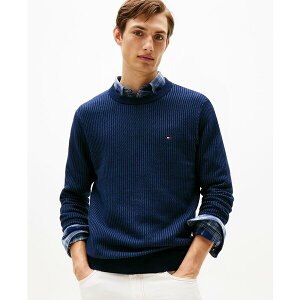 �g�~�[ �q���t�B�K�[ �����Y �j�b�g&�Z�[�^�[ �A�E�^�[ Men's Crewneck Two-Tone Cotton Cashmere Sweater Desert Sky /Aegean Sea