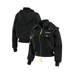 EFA oC GEAh[Y fB[X WPbgu] AE^[ Women's Black Minnesota Vikings Patch Pocket Cropped Full-Zip Bomber Jacket Black
