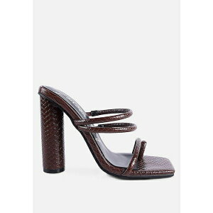 hO fB[X T_ V[Y Womens Dandelion High Block Heeled Croc Sandals Medium brown