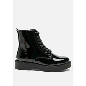 ロンンドンラグ レディース ブーツ シューズ Womens rubble statement pu lace up ankle boots Black