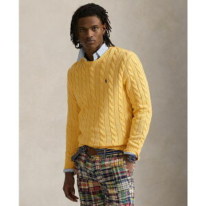 t[ Y jbg&Z[^[ AE^[ Men's Cable-Knit Cotton Sweater Fall Yellow