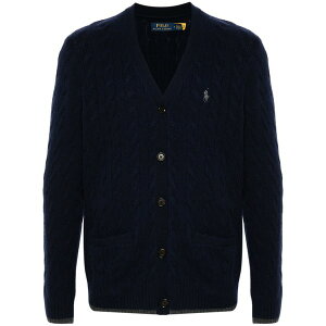 �����t���[���� �����Y �J�[�f�B�K�� �A�E�^�[ Polo pony-embroidered cardigan Blue