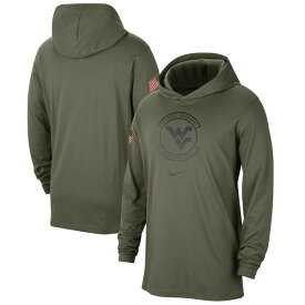 ナイキ メンズ Tシャツ トップス West Virginia Mountaineers Nike Military Pack Long Sleeve Hoodie TShirt Olive