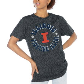 ゲームデイ レディース Tシャツ トップス Illinois Fighting Illini Gameday Couture Women's Victory Lap Leopard Standard Fit TShirt Charcoal