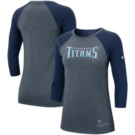 ナイキ レディース Tシャツ トップス Tennessee Titans Nike Women's Current Logo 3/4Sleeve Marled Raglan TShirt Navy