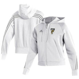 アディダス レディース パーカー・スウェットシャツ アウター FIU Panthers adidas Women's Fashion FullZip Hoodie White