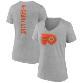 【送料無料】 ファナティクス レディース Tシャツ トップス Philadelphia Flyers Fanatics Branded Women's Personalized Name & Number VNeck TShirt Heather Gray
