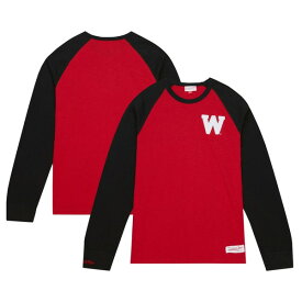 ミッチェル&ネス メンズ Tシャツ トップス Wisconsin Badgers Mitchell & Ness Legendary Slub Raglan Long Sleeve TShirt Red