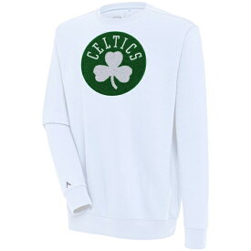 アンティグア メンズ パーカー・スウェットシャツ アウター Boston Celtics Antigua Victory Crewneck Pullover Sweatshirt White