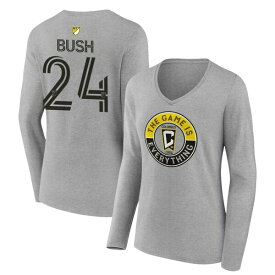 【送料無料】 ファナティクス レディース Tシャツ トップス Columbus Crew Fanatics Branded Women's The Game Is Everything Personalized Any Name & Number Long Sleeve VNeck TShirt Heather Gray