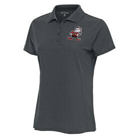 アンティグア レディース ポロシャツ トップス Cleveland Browns Antigua Women's Team Logo Legacy Pique Polo Charcoal