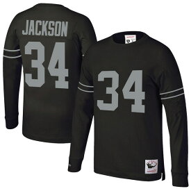 ミッチェル&ネス メンズ Tシャツ トップス Bo Jackson Los Angeles Raiders Mitchell & Ness Throwback Retired Player Name & Number Long Sleeve Top Black