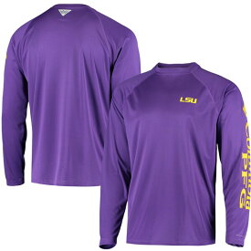 コロンビア メンズ Tシャツ トップス LSU Tigers Columbia Terminal Tackle OmniShade Raglan Long Sleeve TShirt Purple