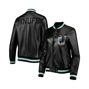 U Ch RNeBu fB[X WPbgu] AE^[ Women's Black Minnesota United FC Full-Snap Bomber Jacket Black