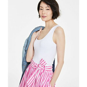 �I�� �T�[�e�B�t�H�[�X ���f�B�[�X �J�b�g�\�[ �g�b�v�X Women's Scoop-Neck Sleeveless Longline Tank Top, Created for Macy's Bright White