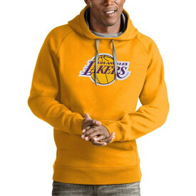 アンティグア メンズ パーカー・スウェットシャツ アウター Los Angeles Lakers Antigua Team Logo Victory Pullover Hoodie Gold