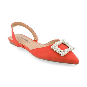 �W���[�j�[�R���N�V���� ���f�B�[�X �T���_�� �V���[�Y Women's Hannae Embellished Slingback Flats Orange