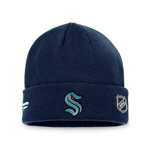 t@ieBNX Y Xq ANZT[ Men's Deep Sea Blue Seattle Kraken Game Train Cuffed Knit Hat Navy