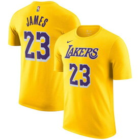 ナイキ メンズ Tシャツ トップス LeBron James Los Angeles Lakers Nike Icon 2022/23 Name & Number TShirt Gold