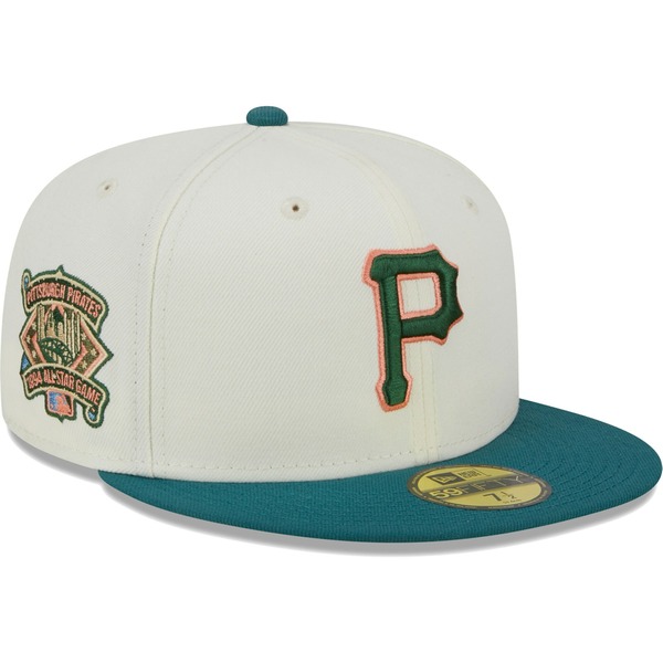 ニューエラ メンズ 帽子 アクセサリー Pittsburgh Pirates New Era Chrome Evergreen 59FIFTY Fitted Hat Cream：asty