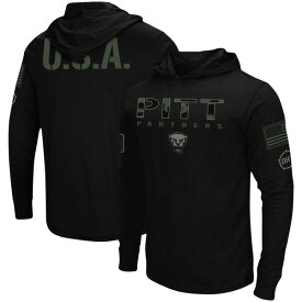 コロシアム メンズ Tシャツ トップス Pitt Panthers Colosseum OHT Military Appreciation Hoodie Long Sleeve TShirt Black