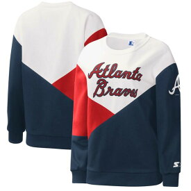 スターター レディース パーカー・スウェットシャツ アウター Atlanta Braves Starter Women's Shutout Pullover Sweatshirt White/Navy