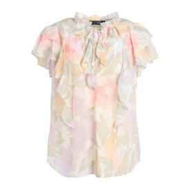 【送料無料】 ラルフローレン レディース カットソー トップス FLORAL RUFFLE-TRIM GEORGETTE BLOUSE Cream