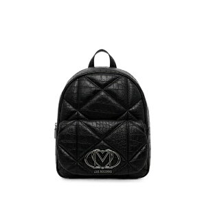 ���u ���X�L�[�m ���f�B�[�X �o�b�N�p�b�N�E�����b�N�T�b�N �o�b�O Croc-effect quilted backpack Black