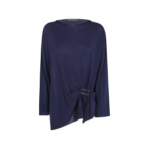 �s�G�����g�j�I �K�X�p�� ���f�B�[�X �j�b�g&�Z�[�^�[ �A�E�^�[ Buckle-detail asymmetric-hem sweater Blue