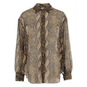�A�X�y�W ���f�B�[�X �V���c �g�b�v�X Python-print buttoned shirt Brown