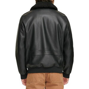 [oCX Y WPbgu] AE^[ Men's Sherpa Collar Faux Leather Bomber Jacket Black