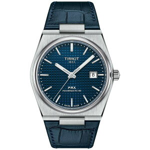 eB\bg fB[X rv ANZT[ Men's Swiss Automatic PRX Powermatic 80 Blue Leather Strap Watch 40mm Blue