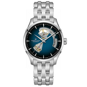 n~g fB[X rv ANZT[ Men's Automatic Jazzmaster Open Heart Smoked Blue Stainless Steel Bracelet Watch 40mm Blue