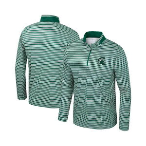 �R���V�A�� �����Y �V���c �g�b�v�X Men's Green Michigan State Spartans Striped Quarter-Zip Top Green
