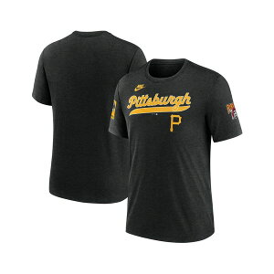 �i�C�L �����Y �V���c �g�b�v�X Men's Heather Black Pittsburgh Pirates Cooperstown Collection Eras Tri-Blend T-Shirt Heather Black