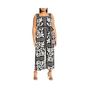 VeB[VbN fB[X s[X gbvX Plus Size Modern Muse Jumpsuit Black tile