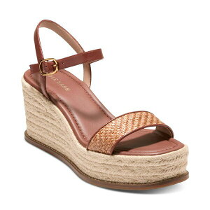 R[n[ fB[X T_ V[Y Women's Cloudfeel Keeton Espadrille Flatform Wedge Sandals Tan Raffia, Dark Cuoio Leather
