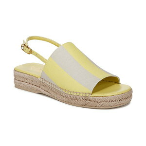 tRTg fB[X T_ V[Y Women's Rune Open Round Toe Slingback Espadrille Sandals Yellow Stripe Twill Fabric