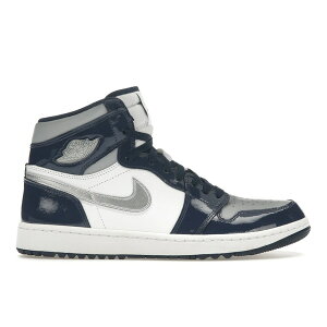 Jordan W[_ Y Xj[J[ yJordan 1 Retro High Golf Patent Midnight Navyz TCY US_8.5(26.5cm) White/Metallic Silver/Midnight Navy