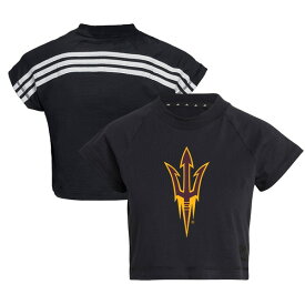 アディダス レディース Tシャツ トップス Arizona State Sun Devils adidas Women's Recycled Cotton Crop Top Black