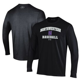 アンダーアーマー メンズ Tシャツ トップス Northwestern Wildcats Under Armour Baseball Performance Long Sleeve TShirt Black