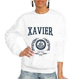 ゲームデイ レディース パーカー・スウェットシャツ アウター Xavier Musketeers Gameday Couture Women's It's a Vibe Classic Fleece Crewneck Pullover Sweatshirt White