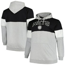 ファナティクス メンズ パーカー・スウェットシャツ アウター Brooklyn Nets Fanatics Branded Big & Tall Pullover Hoodie Black/White