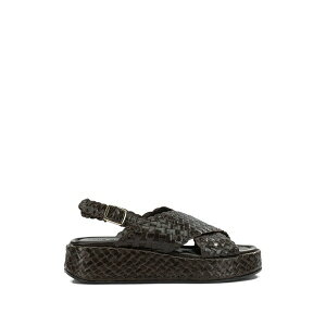 �g�j�[�|���Y ���f�B�[�X �T���_�� �V���[�Y Woven crossover-strap sandals Brown