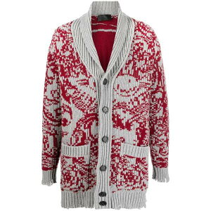 �t�B���b�v�v���C�� �����Y �J�[�f�B�K�� �A�E�^�[ Long intarsia-knit cardigan Grey