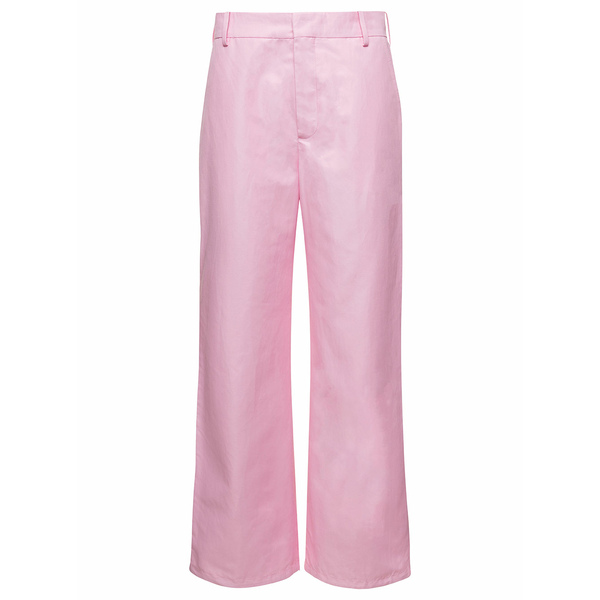マルニ レディース カジュアルパンツ ボトムス Pink Wide-leg Pants With Concealed Fastening In Linen And Cotton Blend Woman Pinkのサムネイル