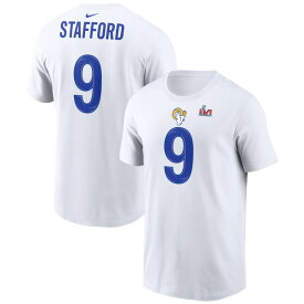 ナイキ メンズ Tシャツ トップス Matthew Stafford Los Angeles Rams Nike Super Bowl LVI Bound Name & Number TShirt White