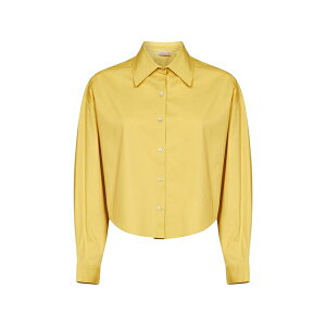 �u�����J ���B�[�^ ���f�B�[�X �V���c �g�b�v�X Cropped curved-hem shirt Yellow